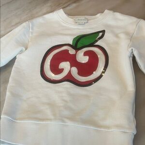 Gucci Kids Off White Sweatshirt with Red Apple Design